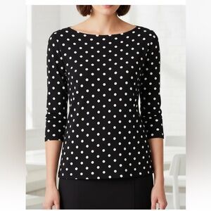 Classic Lauren Ralph Lauren Boatneck Shirt - 100% Cotton - Black & White